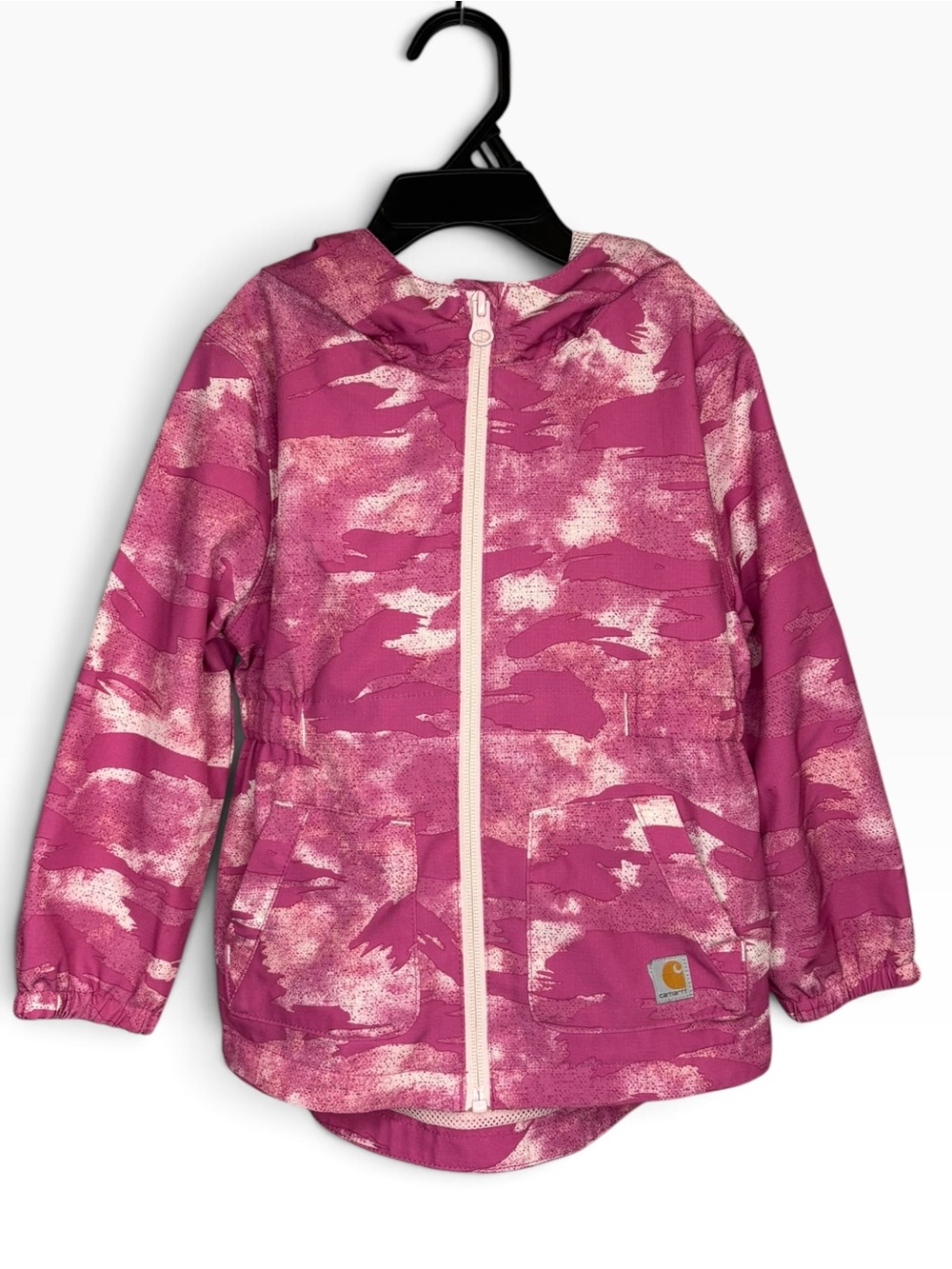 Carhartt Girls pink Camo Hooded Rain Jacket size 3T